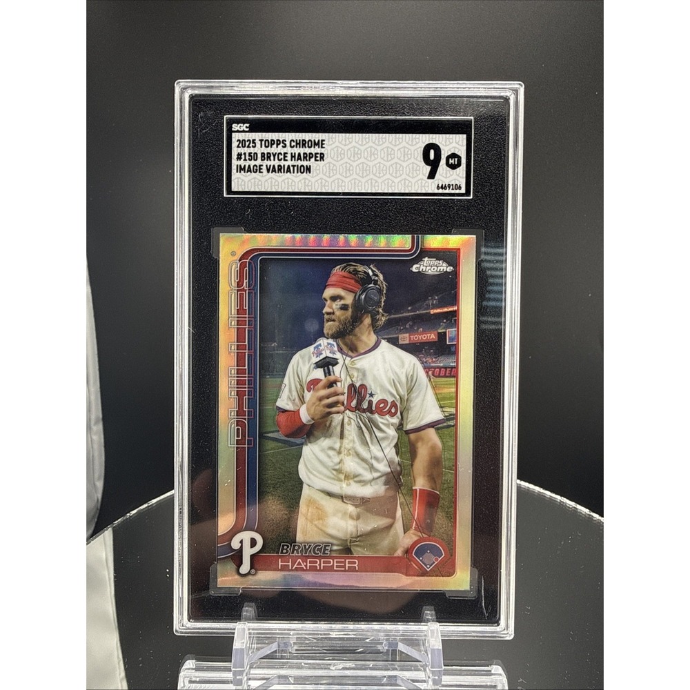 Topps 2025 Chrome Bryce‎ Harper Image Variation #150 Philadelphia Phillies SGC 9